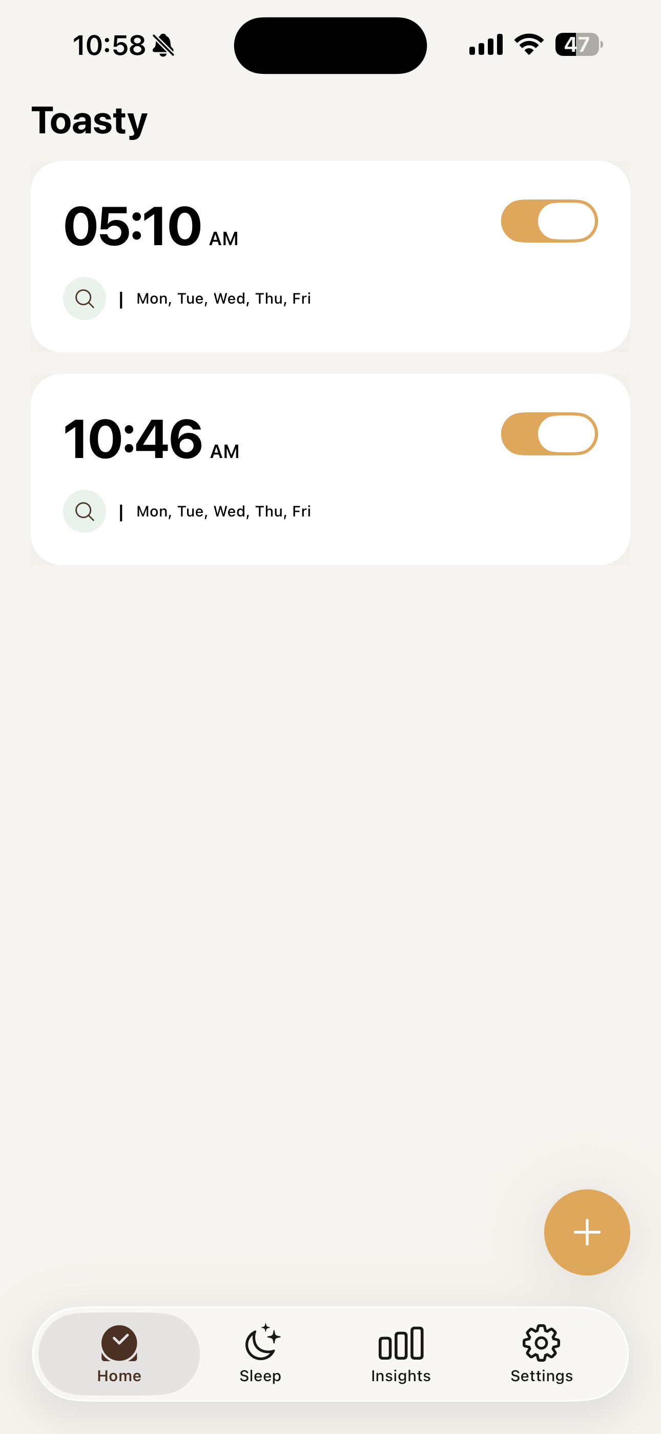 Toasty Home Screen